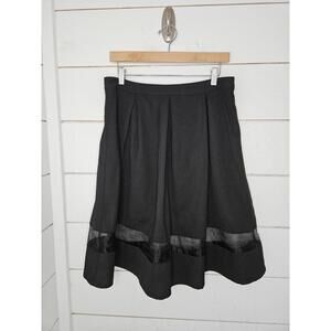 UMGEE large black midi flare skirt with box pleats & sheer detail